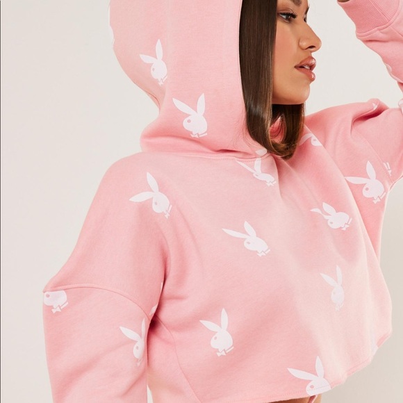 Playboy X Missguided Pink Bunny Cropped 
